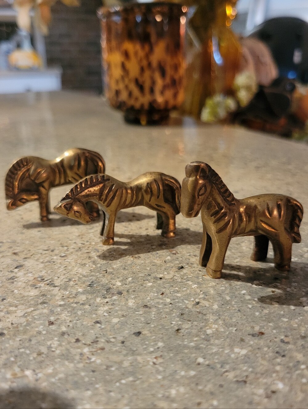 Set Of 3 Small VINTAGE Brass Horse Figurines. EquineHome Accent, Unique RARE GUC